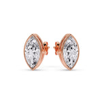Load image into Gallery viewer, Bezel Stud Earring One Carat Marquise Diamond