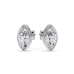 Load image into Gallery viewer, Bezel Stud Earring One Carat Marquise Diamond