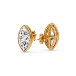 Load image into Gallery viewer, Bezel Stud Earring One Carat Marquise Diamond