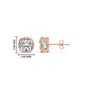 Bezel Set Cushion Diamond Stud Earrings