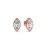 Load image into Gallery viewer, Bezel Stud Earring One Carat Marquise Diamond