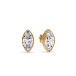 Load image into Gallery viewer, Bezel Stud Earring One Carat Marquise Diamond