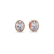 Bezel Stud Earring Oval Diamond