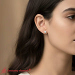 Load image into Gallery viewer, bezel-stud-earring-round-cut-diamond-in-yellow-gold-FDEAR10516ro-model.jpg?v=1768907354