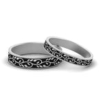 Load image into Gallery viewer, black-enamel-him-and-her-matching-wedding-band-in-white-gold-FD9995B-NL-WG.jpg