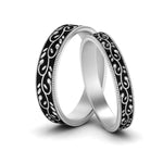 Load image into Gallery viewer, black-enamel-him-and-her-matching-wedding-band-in-white-gold-FD9995B-NL-WG.jpg