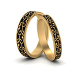 Load image into Gallery viewer, black-enamel-him-and-her-matching-wedding-band-in-yellow-gold-FD9995-NL-YG.jpg