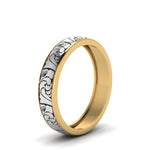 Load image into Gallery viewer, black-enamel-vintage-looking-band-in-yellow-gold-FD908WB-NL-YG