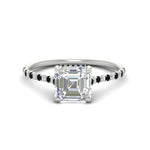 Load image into Gallery viewer, cathedral-hidden-halo-asscher-cut-black-diamond-ring-in-white-gold-FD9788ASRGBLACK-NL-WG
