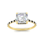 Load image into Gallery viewer, cathedral-hidden-halo-asscher-cut-black-diamond-ring-in-yellow-gold-FD9788ASRGBLACK-NL-YG
