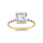 Load image into Gallery viewer, cathedral-hidden-halo-asscher-cut-pink-sapphire-ring-in-yellow-gold-FD9788ASRGSADRPI-NL-YG