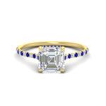 Load image into Gallery viewer, cathedral-hidden-halo-asscher-cut-sapphire-ring-in-yellow-gold-FD9788ASRGSABL-NL-YG