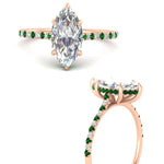 Load image into Gallery viewer, cathedral-hidden-halo-marquise-cut-emerald-ring-in-rose-gold-FD9788MQRGEMGR-NL-RG