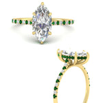 Load image into Gallery viewer, cathedral-hidden-halo-marquise-cut-emerald-ring-in-yellow-gold-FD9788MQRGEMGR-NL-YG