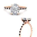 Load image into Gallery viewer, cathedral-hidden-halo-oval-shaped-black-diamond-ring-in-rose-gold-FD9788OVRGBLACK-NL-RG