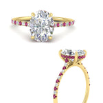 Load image into Gallery viewer, cathedral-hidden-halo-oval-shaped-pink-sapphire-ring-in-yellow-gold-FD9788OVRGSADRPI-NL-YG