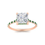Load image into Gallery viewer, cathedral-hidden-halo-princess-cut-emerald-ring-in-rose-gold-FD9788PRRGEMGR-NL-RG