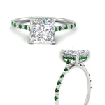 Load image into Gallery viewer, cathedral-hidden-halo-princess-cut-emerald-ring-in-white-gold-FD9788PRRGEMGR-NL-WG