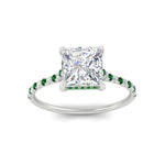 Load image into Gallery viewer, cathedral-hidden-halo-princess-cut-emerald-ring-in-white-gold-FD9788PRRGEMGR-NL-WG