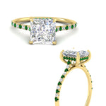 Load image into Gallery viewer, cathedral-hidden-halo-princess-cut-emerald-ring-in-yellow-gold-FD9788PRRGEMGR-NL-YG