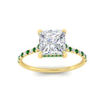 Load image into Gallery viewer, cathedral-hidden-halo-princess-cut-emerald-ring-in-yellow-gold-FD9788PRRGEMGR-NL-YG