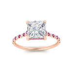 Load image into Gallery viewer, cathedral-hidden-halo-princess-cut-pink-sapphire-ring-in-rose-gold-FD9788PRRGSADRPI-NL-RG