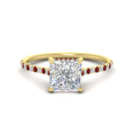 Load image into Gallery viewer, cathedral-hidden-halo-princess-cut-ruby-ring-in-yellow-gold-FD9788PRRGRUDR-NL-YG
