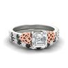 Load image into Gallery viewer, celtic-asscher-cut-black-diamond-wedding-ring-set-in-white-gold-fdens2255asgblacksleep-nl-wg-ws1.jpg