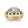 Load image into Gallery viewer, celtic-asscher-cut-black-diamond-wedding-ring-set-in-yellow-gold-fdens2255asgblackangle5-nl-yg-ws1.jpg