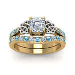 Load image into Gallery viewer, celtic-asscher-cut-diamond-wedding-ring-set-with-blue-topaz-in-yellow-gold-FDENS2255B1ASGICBLTOANGLE5-NL-YG_9487ad01-1aee-44e4-9e69-e4e7c2431789?v=1757056956