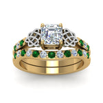 Load image into Gallery viewer, celtic-asscher-cut-diamond-wedding-ring-set-with-emerald-in-yellow-gold-FDENS2255B1ASGEMGRANGLE5-NL-YG_f2c34103-f858-4a00-8477-3c647832ac83?v=1757056956