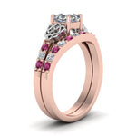 Load image into Gallery viewer, celtic-asscher-cut-diamond-wedding-ring-set-with-pink-sapphire-in-rose-gold-FDENS2255B1ASGSADRPIANGLE2-NL-RG_a9ba72c3-03f1-462d-9e2c-2410a8a663fd?v=1757056956