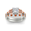 Load image into Gallery viewer, celtic-asscher-cut-orange-sapphire-wedding-ring-set-in-white-gold-fdens2255asgsaorangle5-nl-wg-ws1.jpg