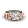 Load image into Gallery viewer, celtic-asscher-cut-orange-sapphire-wedding-ring-set-in-white-gold-fdens2255asgsaorsleep-nl-wg-ws1.jpg