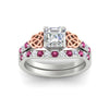 Load image into Gallery viewer, celtic-asscher-cut-pink-sapphire-wedding-ring-set-in-white-gold-fdens2255asgsadrpiangle5-nl-wg-ws1.jpg