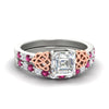 Load image into Gallery viewer, celtic-asscher-cut-pink-sapphire-wedding-ring-set-in-white-gold-fdens2255asgsadrpisleep-nl-wg-ws1.jpg