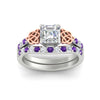 Load image into Gallery viewer, Asscher Cut Two Tone Celtic Bridal Ring Set