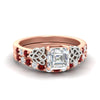 Load image into Gallery viewer, celtic-asscher-cut-ruby-wedding-ring-set-in-rose-gold-fdens2255asgrudrsleep-nl-rg-ws1.jpg