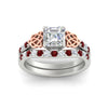 Load image into Gallery viewer, celtic-asscher-cut-ruby-wedding-ring-set-in-white-gold-fdens2255asgrudrangle5-nl-wg-ws1.jpg
