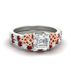 Load image into Gallery viewer, celtic-asscher-cut-ruby-wedding-ring-set-in-white-gold-fdens2255asgrudrsleep-nl-wg-ws1.jpg