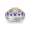 Load image into Gallery viewer, celtic-asscher-cut-sapphire-wedding-ring-set-in-white-gold-fdens2255asgsablangle5-nl-wg-ws1.jpg