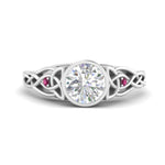 Load image into Gallery viewer, Celtic Bezel Lab Round Diamond Engagement Ring