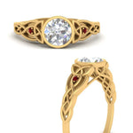 Load image into Gallery viewer, Celtic Bezel Lab Round Diamond Engagement Ring