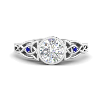 Celtic Bezel Lab Round Diamond Engagement Ring