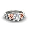 Load image into Gallery viewer, celtic-cushion-cut-black-diamond-wedding-ring-set-in-white-gold-fdens2255cugblacksleep-nl-wg-ws1.jpg