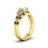 Load image into Gallery viewer, celtic-cushion-cut-black-diamond-wedding-ring-set-in-yellow-gold-fdens2255cugblackangle2-nl-yg-ws1.jpg
