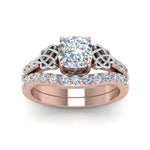 Load image into Gallery viewer, celtic-cushion-cut-diamond-wedding-ring-set-in-rose-gold-FDENS2255B1CUANGLE5-NL-RG_70b22833-44aa-4237-804b-0d4be0c7fc1d?v=1757065044