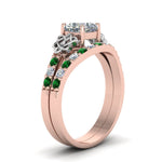 Load image into Gallery viewer, celtic-cushion-cut-diamond-wedding-ring-set-with-emerald-in-rose-gold-FDENS2255B1CUGEMGRANGLE2-NL-RG_13819630-77df-4b0c-97d7-7586d0a9efb9?v=1757065044