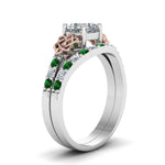 Load image into Gallery viewer, celtic-cushion-cut-diamond-wedding-ring-set-with-emerald-in-white-gold-FDENS2255B1CUGEMGRANGLE2-NL-WG_d6141b8f-df14-48ec-8699-f7072e8c47f3?v=1757065024
