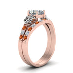 Load image into Gallery viewer, celtic-cushion-cut-diamond-wedding-ring-set-with-orange-sapphire-in-rose-gold-FDENS2255B1CUGSAORANGLE2-NL-RG_3f95638c-f2fa-4890-9de5-c52874b2e22b?v=1757065024
